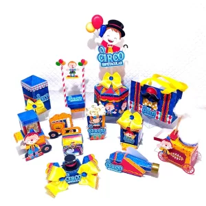 Decoração infantil Circo Luxo Studio e PDF para toppers, lembrancinhas e enfeites de festa infantil sofisticada.