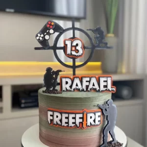 Topo de bolo de aniversário Free Fire arquivo de corte Studio para imprimir