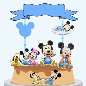 Topo de Bolo Turma do Mickey Baby Studio para personalizar bolos, enfeites e decoração de festa infantil.
