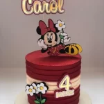 Topo de Bolo da Minnie Com Flor Studio