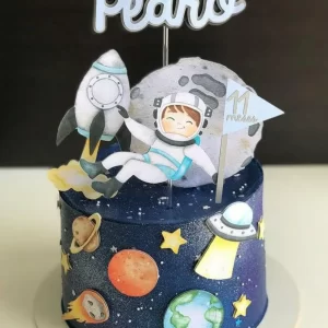 Arquivo de corte Topper de Bolo Astronauta para Imprimir Studio, ideal para decoração de festa infantil temática.