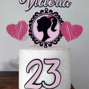 Arquivo de corte Topper de Bolo Barbie para Imprimir Studio, ideal para decoração de festa infantil temática Barbie.