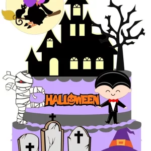 Arquivo de corte topper de bolo Halloween Studio para decoração de festa de aniversário.
