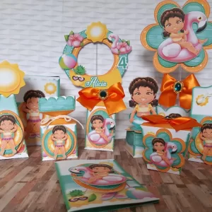 Arquivo de corte Pool Party menina em Studio e PDF para decoração personalizada.