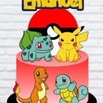 Decoração Digital Topper de Bolo Pokémon Studio