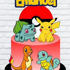 Topper de bolo Pokémon em arquivo Studio para corte e decoração temática.