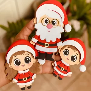 Topper de Bolo do Papai Noel em camadas, com elementos clássicos de Natal, feito com Arquivo de Corte Studio Silhouette