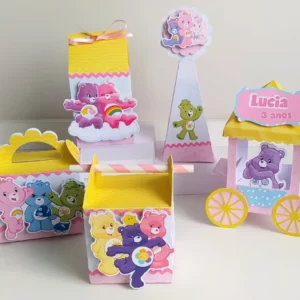 Decoração de aniversário Ursinhos Carinhosos em arquivo de corte Studio para topo de bolo e peças imprimíveis.