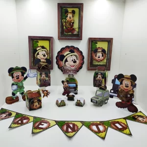 Arte do Mickey na selva em arquivo Studio para montagem de decoração temática.