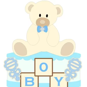 Topo de bolo Chá Revelação Azul em arquivo Studio para personalizar.