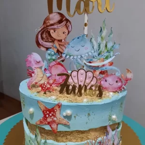 Topo De Bolo Sereia Aquarelada Studio