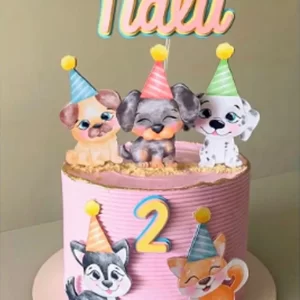 Topo de Bolo Cachorro Aquarela Studio