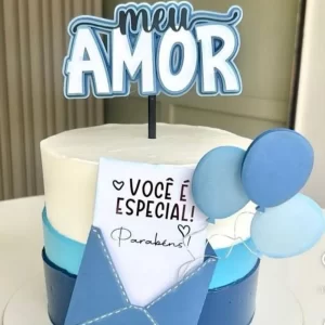 Topper de Bolo tema Carta de Amor com corações e envelope, ideal para Dia dos Namorados, feito com Arquivo de Corte Studio Silhouette