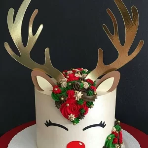 Topo de bolo Chifre de Rena Natal em arquivo de corte para imprimir e decorar festas.