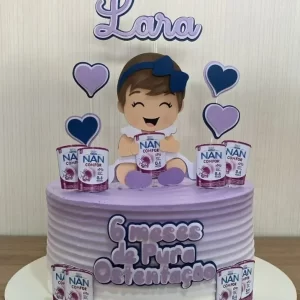 Topper de Bolo tema Leite Nan Baby, com elementos de bebê e mamadeira, feito com Arquivo de Corte Studio Silhouette