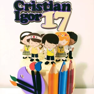 Topo de bolo Carrossel em arquivo de corte Studio para decoração personalizada.