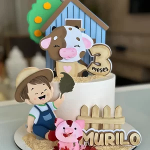 Topo de bolo fazendinha em arquivo de corte Studio para decoração para imprimir infantil.