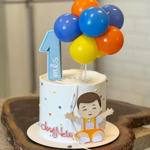 Topper de Bolo tema Menino Balão (Balões), com bebê e nuvens, feito em camadas com Arquivo de Corte Studio Silhouette